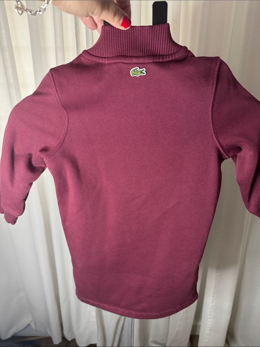 LACOSTE Burgundy Maroon Kids Sweatshirt Dress Tennis Graphic Athletic Chic Sz 5 - Picture 5 of 7
